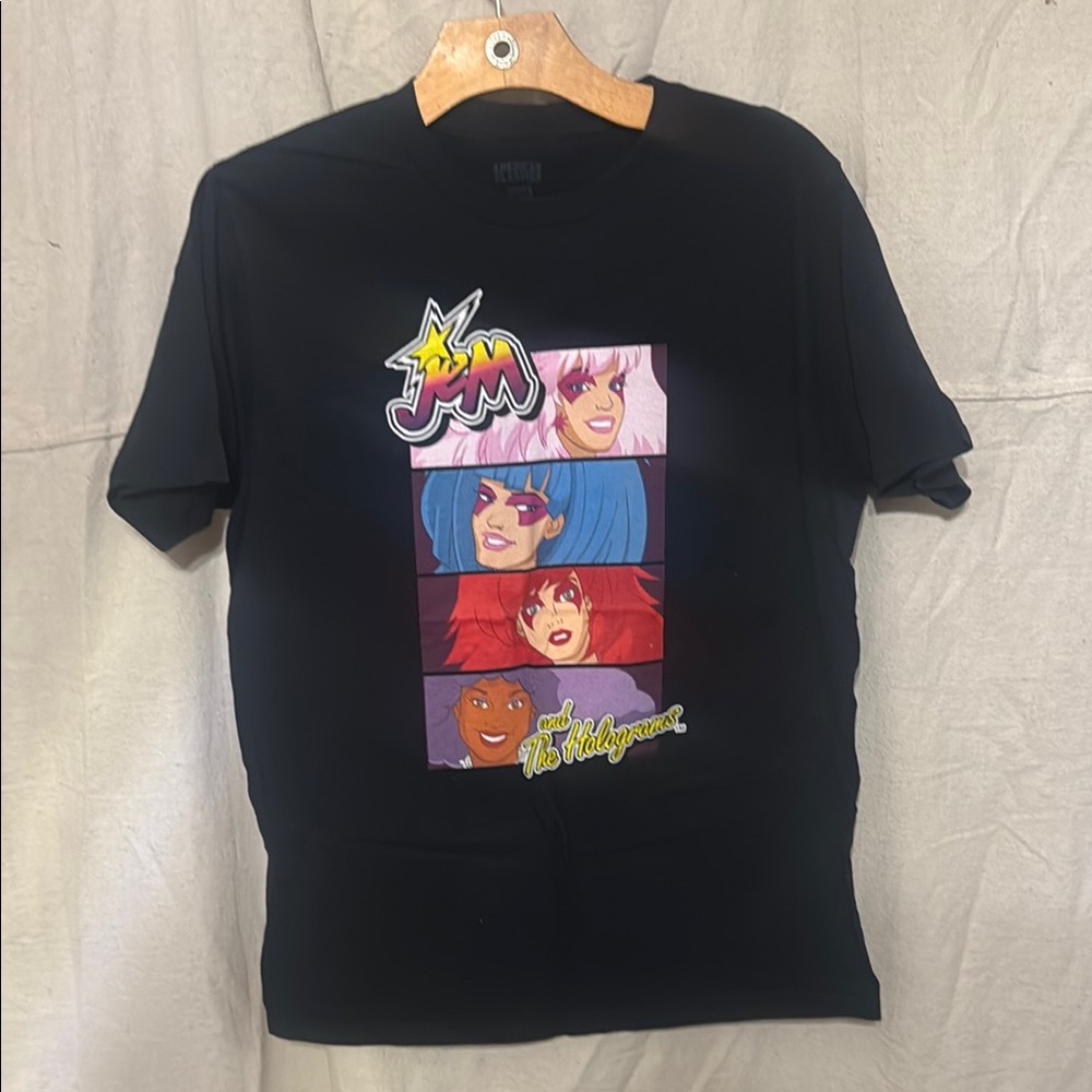 Black and Pink Cartoon Graphic Short Sleeve Tee